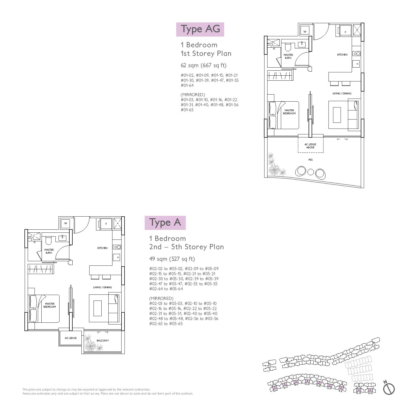 Archipelago 1 Bedroom Type A, AG Floor Plans