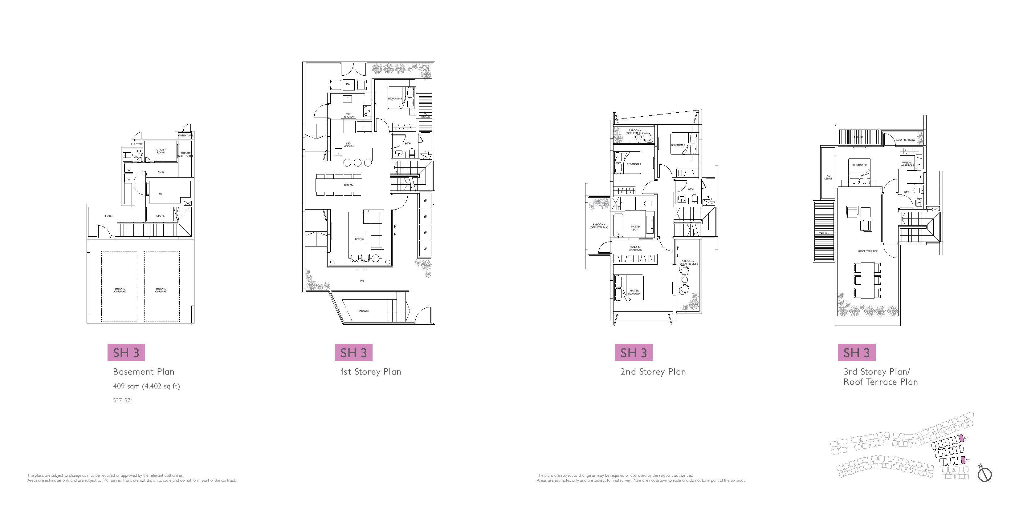 Archipelago 5 Bedroom Strata-Landed House Type SH3 Floor Plans